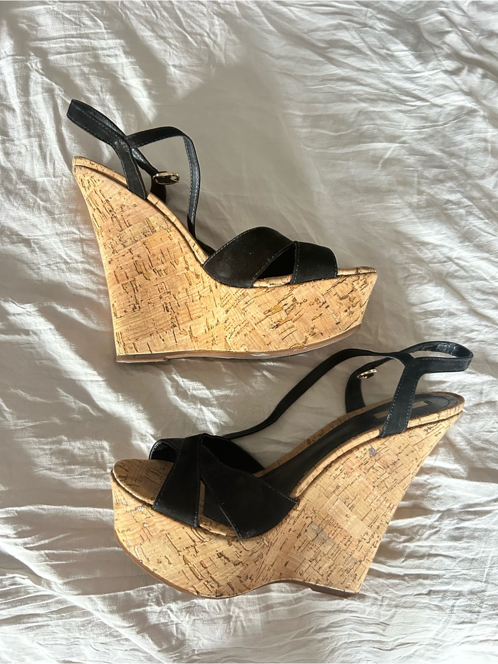 SCHUTZ Black Cork Wedge Sandals - Women